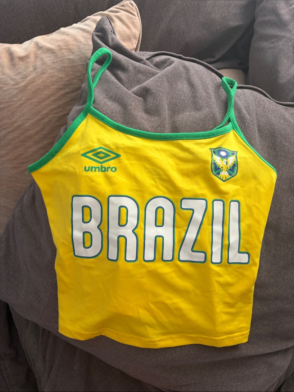 Umbro Yellow & Green Brazil Soccer Crop Tank Top